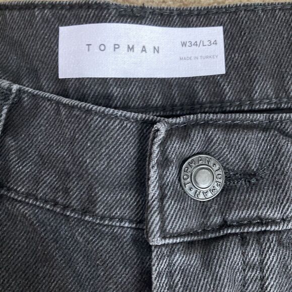 TOPMAN Men’s 34x34 Dark Gray Straight Leg Jeans Stretch NWOT - Picture 3 of 6
